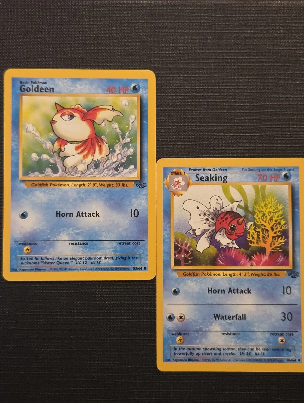 1995 goldeen pokemon card (48/214) [Sun & Moon: Unbroken Bonds] 1999 POKEMON JUNGLE Card Number Pokemon Card Goldeen 118 Topsun
